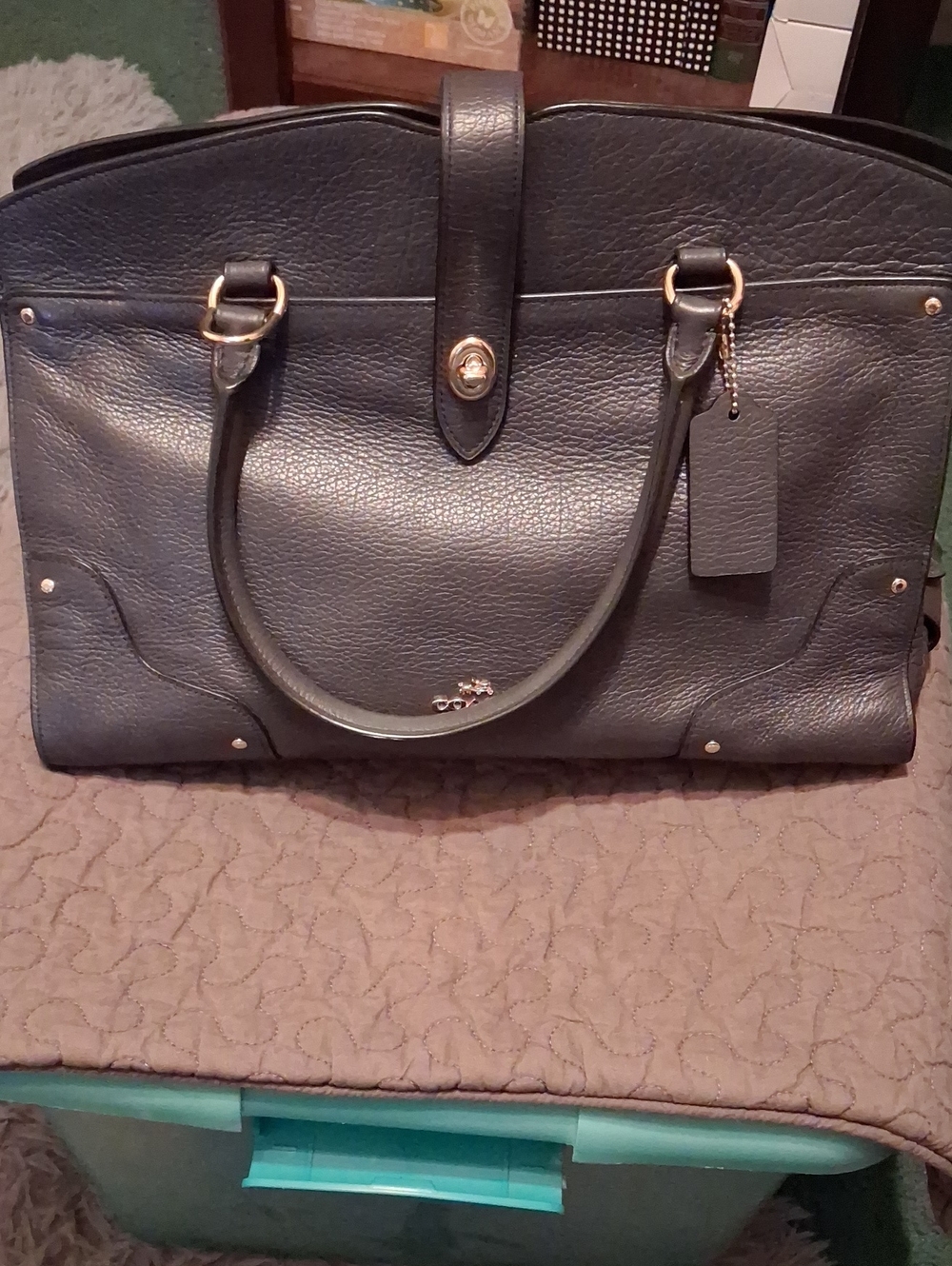 Coach Mercer 30 Black Leather Satchel with Gold Hardware(see Description )